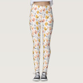 Schattigee Spring Chicks en Bloemenpatroon Leggings (Voorkant)