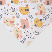 Schattigee Spring Chicks en Bloemenpatroon Tissuepapier (Detail)