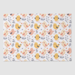 Schattigee Spring Chicks en Bloemenpatroon Tissuepapier