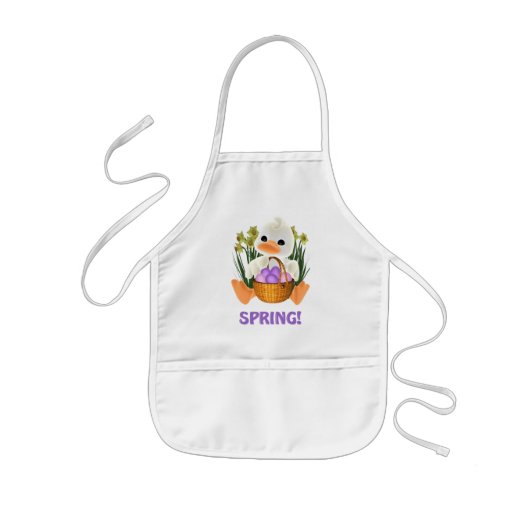 Schattigee Spring Ducky met Egg Basket Kinder Schort (Voorkant)