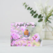 Schattigee Spring Robin Bird Pasen Groeten Bloesem Briefkaart (Staand voorkant)