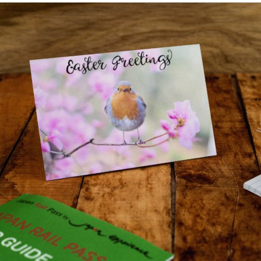 Schattigee Spring Robin Bird Pasen Groeten Bloesem Briefkaart