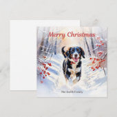 Schattigee Springadorhond in Waterverf kerst Feestdagenkaart (Voorkant / Achterkant)