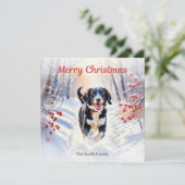 Schattigee Springadorhond in Waterverf kerst Feestdagenkaart (Staand voorkant)