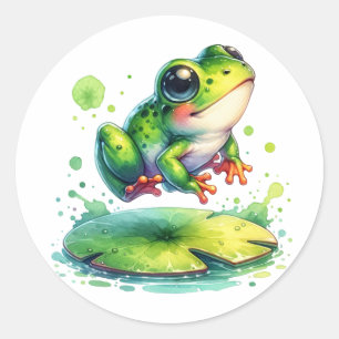 Schattigee springkikker grillige AI kunst Ronde Sticker