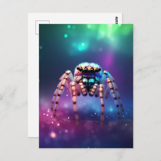 Schattigee springspin levendige kleuren briefkaart (Voorkant / Achterkant)