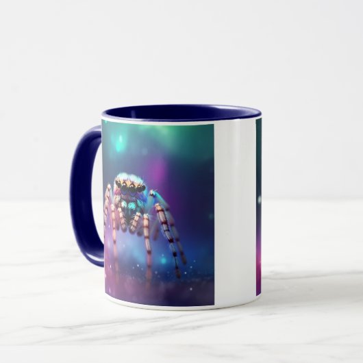 Schattigee springspin levendige kleuren mok (Voorkant links)