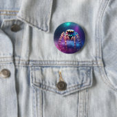Schattigee springspin levendige kleuren ronde button 5,7 cm (In situ)