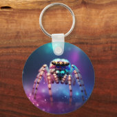 Schattigee springspin levendige kleuren sleutelhanger (Voorkant)