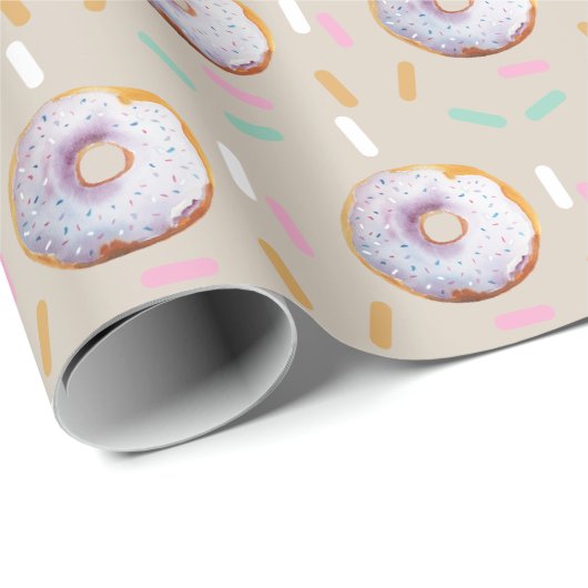 Schattigee Sprinkle Donut Waterverf Pattern Cadeaupapier (Rol Hoek)