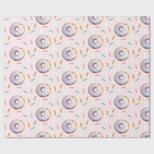Schattigee Sprinkle Donut Waterverf Pattern Cadeaupapier (Vlak)