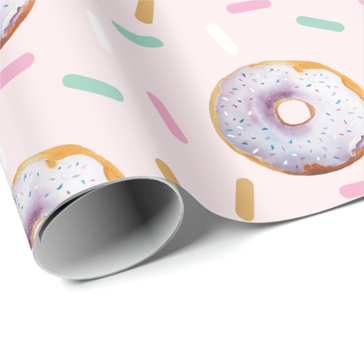 Schattigee Sprinkle Donut Waterverf Pattern Cadeaupapier (Rol Hoek)