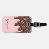 Schattigee Sprinkle Ice Cream Chocolate Gepersonal Bagagelabel (Voorkant horizontaal)