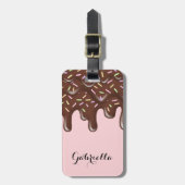 Schattigee Sprinkle Ice Cream Chocolate Gepersonal Bagagelabel (Voorkant verticaal)