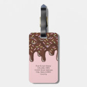 Schattigee Sprinkle Ice Cream Chocolate Gepersonal Bagagelabel (Achterkant verticaal)