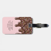 Schattigee Sprinkle Ice Cream Chocolate Gepersonal Bagagelabel (Achterkant horizontaal)