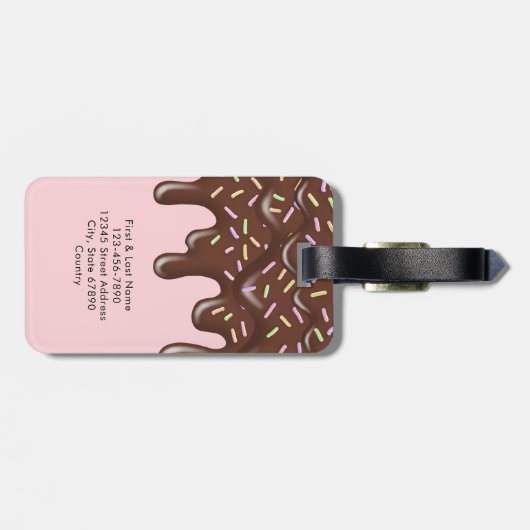 Schattigee Sprinkle Ice Cream Chocolate Gepersonal Bagagelabel (Achterkant horizontaal)