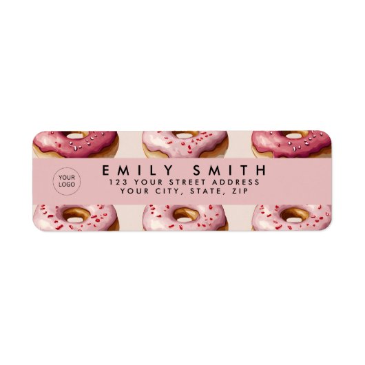 Schattigee Sprinkle Pink Donut Label (Voorkant)
