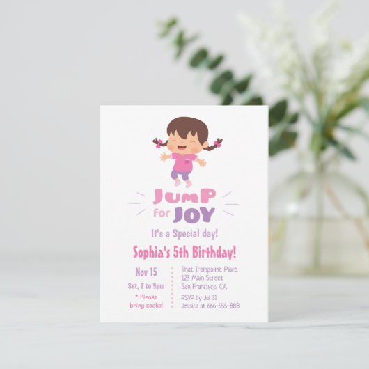 Schattigee sprong voor Joy Girls verjaardagsfeestj Kaart (Staand voorkant)