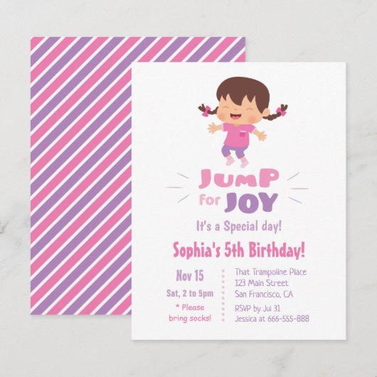 Schattigee sprong voor Joy Girls verjaardagsfeestj Kaart (Voorkant / Achterkant)