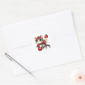 Schattigee sprookjeskat met tomaten ronde sticker (Envelop)