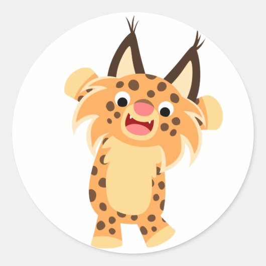 Schattigee Spunky Cartoon Bobcat Sticker (Voorkant)