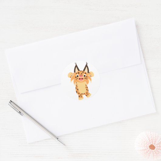 Schattigee Spunky Cartoon Bobcat Sticker (Envelop)