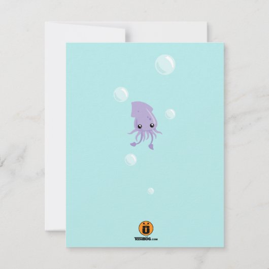 Schattigee Squid verjaardagsuitnodiging Kaart (Achterkant)