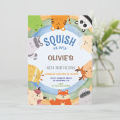 Schattigee Squishmallow Boy Verjaardagsuitnodiging Kaart (Staand voorkant)