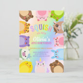 Schattigee Squishmallow-verjaardagsuitnodiging Kaart (Staand voorkant)