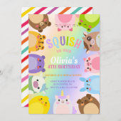 Schattigee Squishmallow-verjaardagsuitnodiging Kaart (Voorkant / Achterkant)