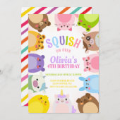 Schattigee Squishmallow-verjaardagsuitnodiging Kaart (Voorkant / Achterkant)