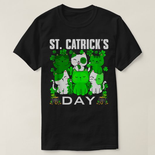 Schattigee St Catricks Dag Katten Kittens Shamrock T-shirt (Design voorkant)