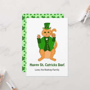 Schattigee St Catricks Day Funny Lucky Cat Shamroc Kaart