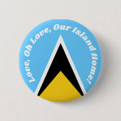 Schattigee St Lucian Flag Blauw Geel Anthem Tekst Ronde Button 5,7 Cm (Voorkant)