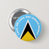 Schattigee St Lucian Flag Blauw Geel Anthem Tekst Ronde Button 5,7 Cm (Voorkant /achterkant)