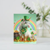 Schattigee St. Patricks Dag Eenhoorn Briefkaart (Staand voorkant)