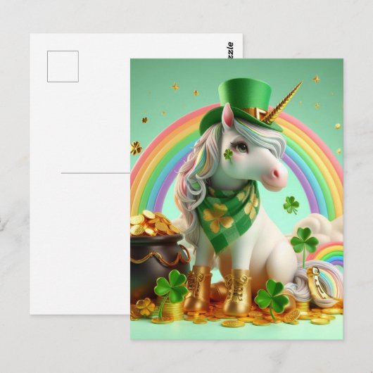 Schattigee St. Patricks Dag Eenhoorn Briefkaart (Voorkant / Achterkant)