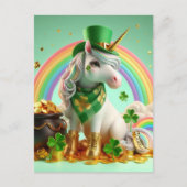 Schattigee St. Patricks Dag Eenhoorn Briefkaart (Voorkant)