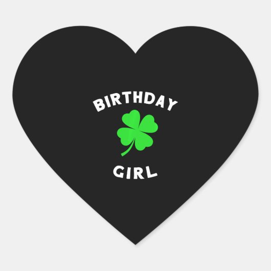 Schattigee St Patricks Dag Verjaardag voor Meisjes Hart Sticker (Voorkant)