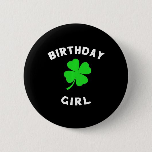 Schattigee St Patricks Dag Verjaardag voor Meisjes Ronde Button 5,7 Cm (Voorkant)