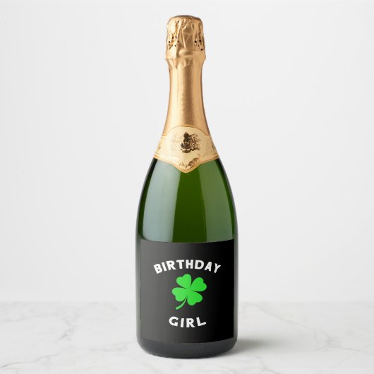 Schattigee St Patricks Dag Verjaardag voor Meisjes Sparkling Wijnetiket (Voorkant)