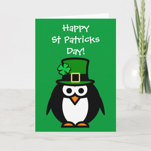 Schattigee St Patricks Dagkaart met kabouter pingu Kaart (Voorkant)