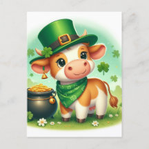 Schattigee St. Patricks Day Bruine en Witte Koe