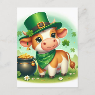 Schattigee St. Patricks Day Bruine en Witte Koe Briefkaart