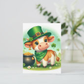Schattigee St. Patricks Day Bruine en Witte Koe Briefkaart (Staand voorkant)