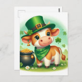 Schattigee St. Patricks Day Bruine en Witte Koe Briefkaart (Voorkant / Achterkant)