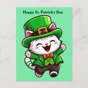 Schattigee St. Patrick's Day Cat postkaart Feestdagenkaart