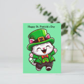 Schattigee St. Patrick's Day Cat postkaart Feestdagenkaart (Staand voorkant)