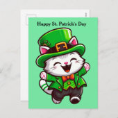 Schattigee St. Patrick's Day Cat postkaart Feestdagenkaart (Voorkant / Achterkant)